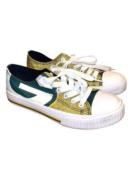 FOCO Green Bay Packers Glitter Low Top Canvas Sneakers Size 6
